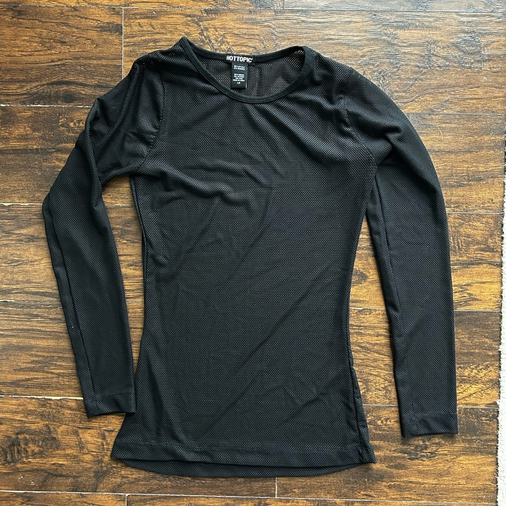 Hot Topic Black Mesh Long Sleeve Top